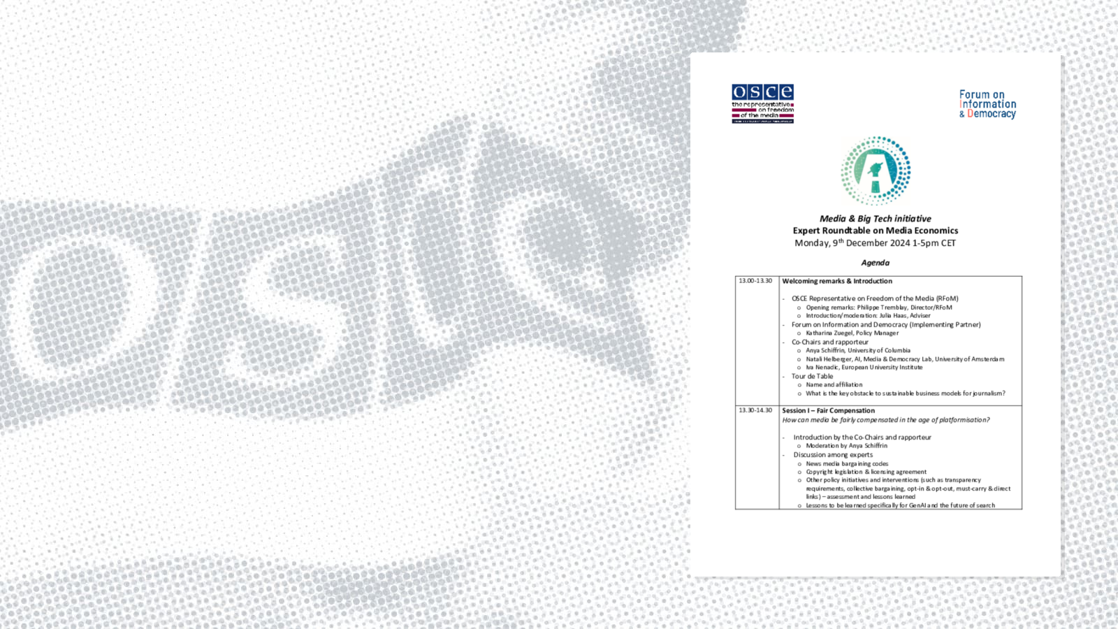 Agenda - Media & Big Tech - 1st RT Media Viability