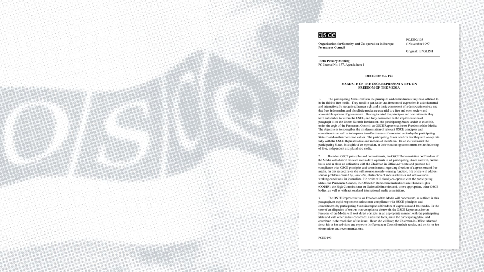 Permanent Council Decision No. 193 Permanent Council Decision No. 193