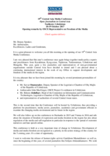 Opening remarks by OSCE Representative on Freedom of the Media