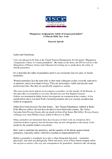 Key note speech at “Dangerous Assignments: Safety of women journalists” 14 March 2018, New York