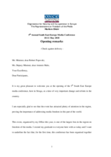Opening Remarks - Harlem Désir, OSCE RFOM