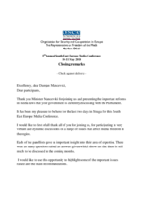 Closing Remarks - Harlem Désir, OSCE RFOM