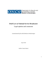 Legal Analysis on the Draft Law on National Service Broadcaster 