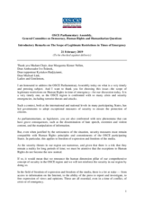 OSCE Parliamentary Assembly: Introductory remarks by the OSCE Representative on Freedom of the Media