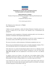 RFoM Speech at the Human Dimension Committee, 10 April 2019