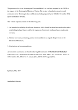 Legal Analysis of "Electronic Media Law" of Montenegro