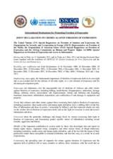 Joint declaration on crimes against freedom of expression