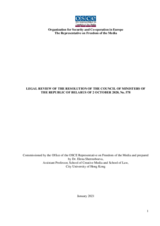 Legal review of Resolution No. 578 of Belarus, on governing accreditation rules and procedures for foreign journalists in Belarus