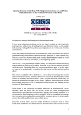 Opening remarks by the OSCE Representative on Freedom of the Media at the roundtable on International law and policy in the context of freedom of the media