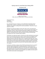 Opening remarks by the Director of the Office of the OSCE Representative on Freedom of the Media at the Annual Police Experts Meeting APEM
