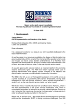 Report on the sixth expert roundtable – The role of public service media in countering disinformation, 20 June 2022