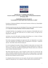 OSCE RFoM Teresa Ribeiro's speech for the 3rd Committee of the OSCE PA General Committee on Democracy, Human Rights and Humanitarian Questions