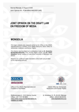 Joint Opinion on the Draft Law on Freedom of Media of Mongolia