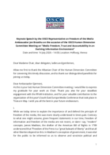 Keynote Speech by the OSCE Representative on Freedom of the Media Ambassador Jan Braathu on the occasion of the OSCE Human Dimension Committee Meeting on “Media Freedom, Trust and Accountability in an Evolving Information Environment”