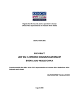 Analysis of the Pre-Draft Law on Electronic Communications of Bosnia and Herzegovina