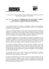 Joint declaration of the OSCE Representative on Freedom of the Media and Reporters Sans Frontieres on guaranteeing media freedom of the Internet (fr)