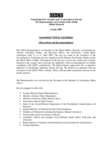 Report by the OSCE Representative on Freedom of the Media on his assessment visit to Azerbaijan
