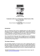 Legal review on Kyrgyz law on state secrets