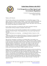 Speech by Ambassador Julie Finley of the United States