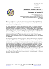 United States Mission to the OSCE - statement as delivered by Chadwick R. Gore, U.S. Helsinki Commission