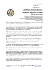 United States Mission to the OSCE - statement as delivered by Chadwick R. Gore, U.S. Helsinki Commission