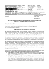 Contribution by the International Helsinki Federation for Human Rights and the Belarusian Helsinki Committee: "Freedom of Expression in Belarus"