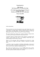 Closing speech by Miklós Haraszti, OSCE Representative on Freedom of the Media