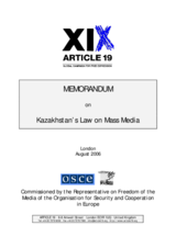 Legal review on Kazakhstan's Law on Mass Media