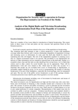 Analysis of the digital radio and television broadcasting implementation draft plan of the Republic of Armenia