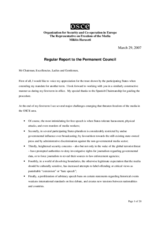 Report to the Permanent Council by the OSCE Representative on Freedom of the Media