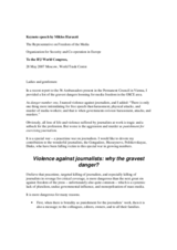 Keynote speech by the OSCE Representative on Freedom of the Media to the International Federation of Journalists World Congress, Moscow