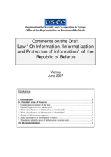 Comments on the draft law on information, informatization and protection of information of Belarus