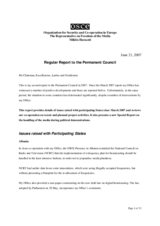 Report to the Permanent Council by the OSCE Representative on Freedom of the Media