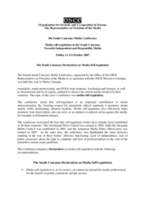The South Caucasus Declaration on Media Self-regulation