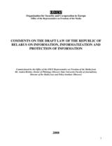 Comments on the Draft Law of the Republic of Belarus on Information, Informatization and Protection of Information