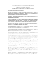 Council of Europe: Declaration on freedom of communication on the Internet