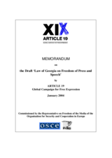 Review on the Draft Law of Georgia on Freedom of Press and Speech
