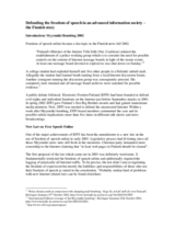 Defending the freedom of speech in an advanced information society - the Finnish story