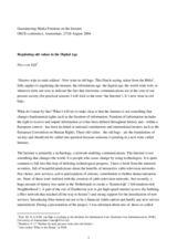 Regulating old values in the Digital Age, presentation by Nico van Eijk, Amsterdam Insitute for Information Law (IViR)