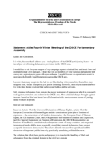 Statement by the Representative on Freedom of the Media at the Fourth Winter Meeting of the OSCE Parliamentary Assembly