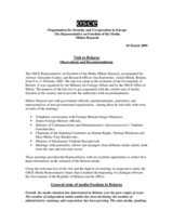 Belarus observations and recommendations