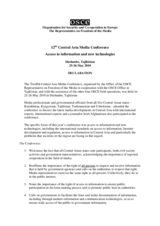 Dushanbe Declaration on Access to Information and New Technologies