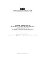 Legal review of and recommendations to the Hungarian media package