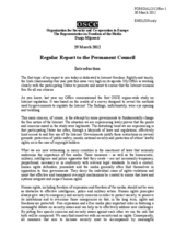 Regular Report to the Permanent Council by the OSCE Representative on Freedom of the Media