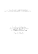 Analysis of the Laws pertaining to the Public Service Broadcasting System of Bosnia and Herzegovina