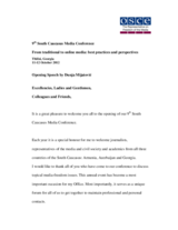 Opening speech by Dunja Mijatović, OSCE Representative on Freedom of the Media