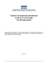 Analysis of proposed amendments to the Law of Georgia 'On Broadcasting'