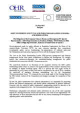 Joint statement on RTV tax and public broadcasting in Bosnia and Herzegovina  