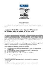 Analysis of the draft law of the Republic of Kazakhstan On the Mass Media