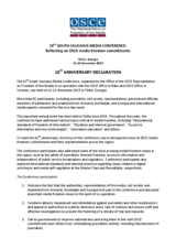 Declaration from the 10th South Caucasus Media Conference